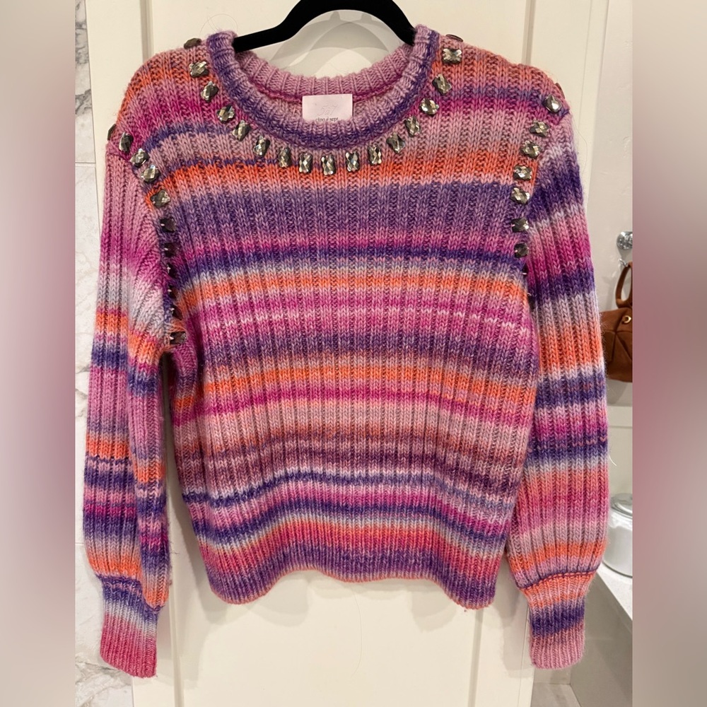 Cinq à Sept Pink and Purple Striped Sweater